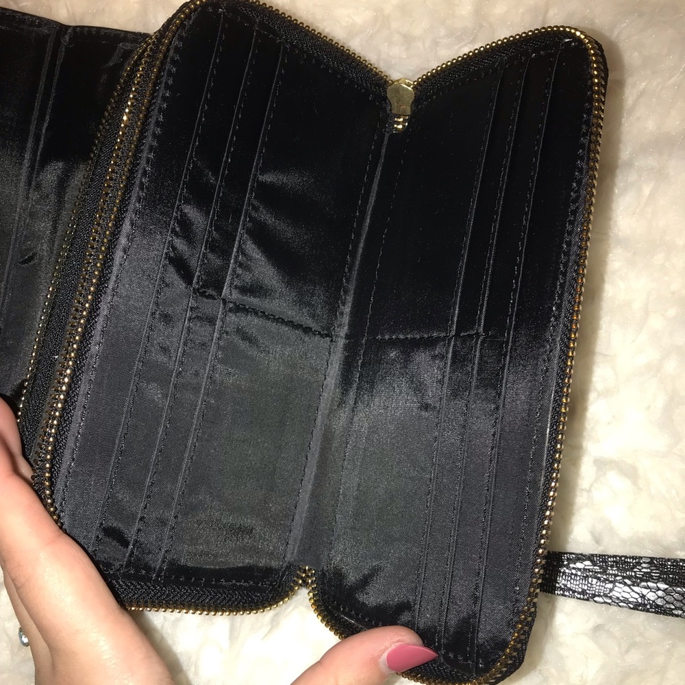Black faux lace wristlet / clutch / wallet